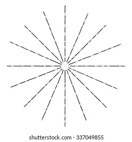 Hand drawn doodle old school black sunburst isolated vector 