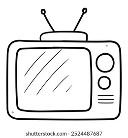 Hand drawn doodle old tv isolated on white background. Vector illustration.