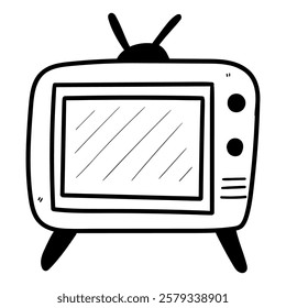 Hand drawn doodle old tv isolated on white background. Vector illustration.