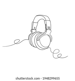 hand drawn doodle one line drawing of headphone speaker device gadget illustration