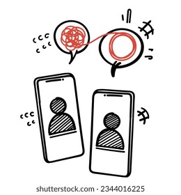 hand drawn doodle online business problem solving concept illustration vector