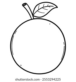 Hand drawn doodle orange with leaf isolated on white background. Vector illustration.