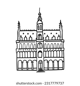 Hand drawn doodle outline icon of european building. Landmarks of europe cities. simple drawings of facades