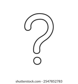 Hand drawn doodle outline question mark isolated flat design vector illustration on white background.