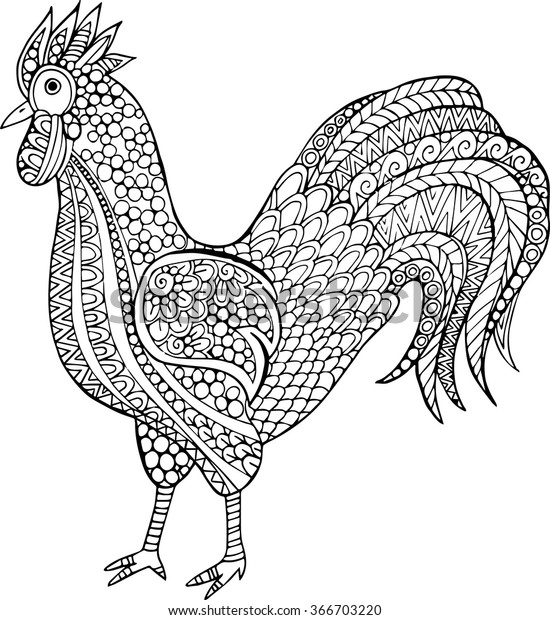 Vektor Stok Hand Drawn Doodle Outline Rooster Illustration Tanpa Royalti 366703220 Shutterstock