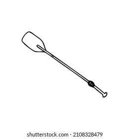 Hand drawn doodle paddle. Vector oar clipart. Outline.
