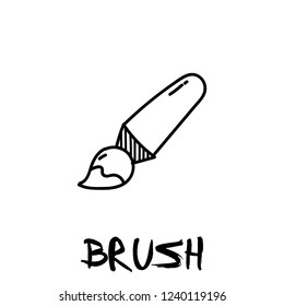 Hand drawn Doodle Paint Brush icon vector