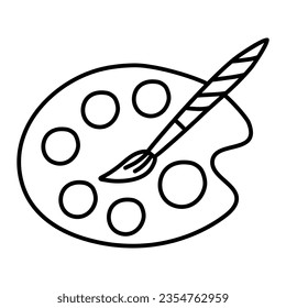Pincel pintado a mano con doodle. Dibujo vectorial ilustración de pincel de dibujo negro