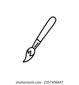 Hand drawn doodle paint brush. Vector sketch illustration of black outline art brush