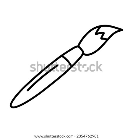Hand drawn doodle paint brush. Vector sketch illustration of black outline art brush