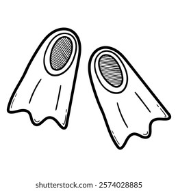 Hand drawn doodle pair of fins isolated on white background. Vector illustration.