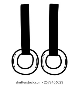 Hand drawn doodle pair gymnastics rings isolated on white background. Vector illustration.