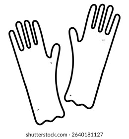 Hand drawn doodle pair of rubber gloves isolated on white background. Vector illustration.