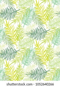 Hand drawn doodle palm leaves pattern