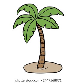 Hand drawn doodle palm tree isolated on white background. Vector illustration.