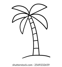 Hand drawn doodle palm tree isolated on white background. Vector illustration.
