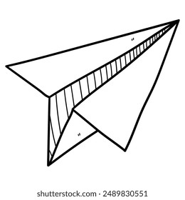 Hand drawn doodle paper airplane isolated on white background. Vector illustration.