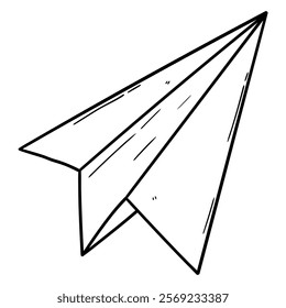 Hand drawn doodle paper airplane isolated on white background. Vector illustration.