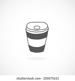 Hand drawn doodle paper coffee cup 