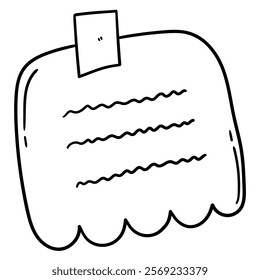 Hand drawn doodle paper note piece isolated on white background. Vector illustration.