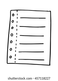 hand drawn doodle paper sheets for messages on white background