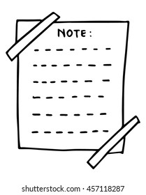 hand drawn doodle paper sheets for messages on white background