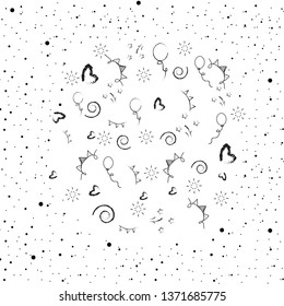 Hand drawn doodle party background with dot,air balloons. 