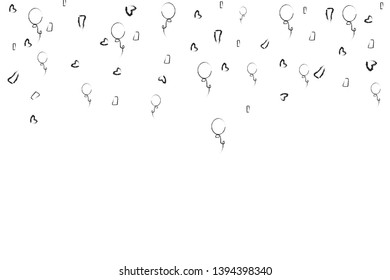 Hand drawn doodle party background with air balloons and heart.