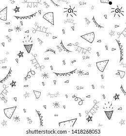 Hand drawn doodle party background .
