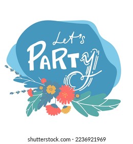 Hand drawn, doodle party . lettering Sketch icons for invitation, flyer, poster