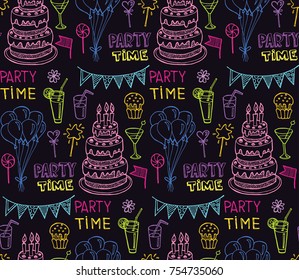 Hand drawn doodle party time set