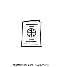 hand drawn doodle passport icon illustration with cartoon style vector isolated background