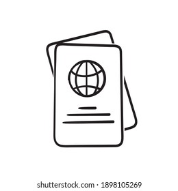 hand drawn doodle passport icon illustration isolated