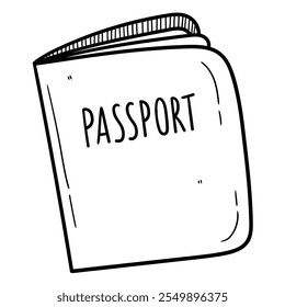 Passaporte de rabiscar desenhado à mão isolado em um fundo branco. Ilustração vetorial.