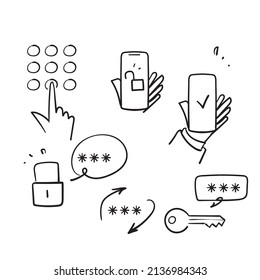 hand drawn doodle Password Related illustration vector isolated