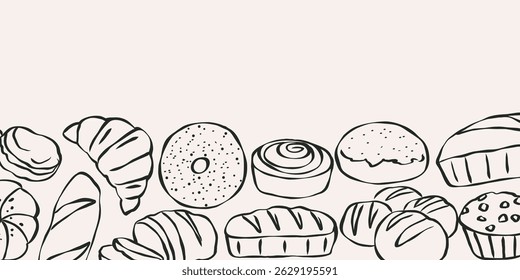 Fondo de pasta de doodle dibujado a mano