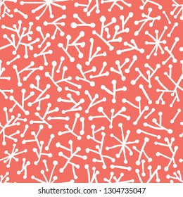 Hand drawn Doodle pattern Abstract ornament background Trendy Coral red color