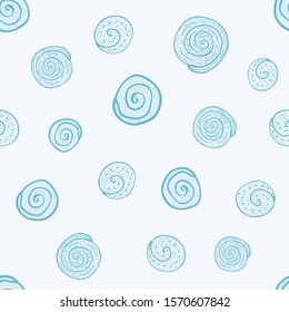 Hand drawn Doodle pattern Abstract ornament background Coral Blue color