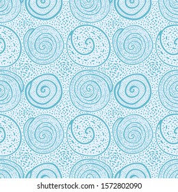 Hand drawn Doodle pattern Abstract ornament background Coral Blue color