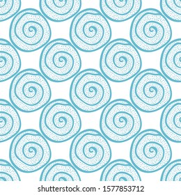 Hand drawn Doodle pattern Abstract ornament background Coral Blue color
