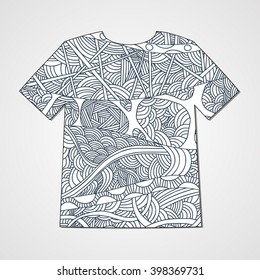 Hand drawn doodle pattern. Abstract print on a T-shirt.
