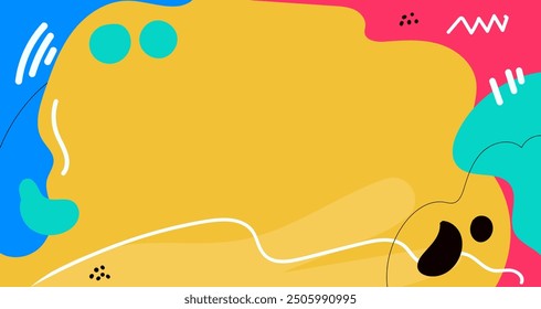 Hand drawn Doodle pattern background with abstract shapes and dots. Modern pattern bright color creative trendy fluid for Banner, Flyer, Cover, Wallpaper