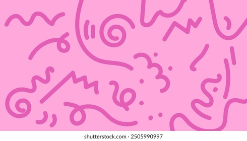 Hand drawn Doodle pattern background with abstract shapes and dots. Modern pattern bright color creative trendy random line for Banner, Flyer, Cover, Wallpaper
