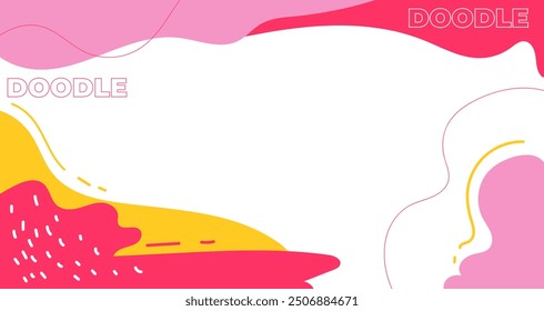 Hand drawn Doodle pattern background with abstract shapes and dots. Modern pattern bright color creative trendy fluid for Banner, Flyer, Cover, Wallpaper