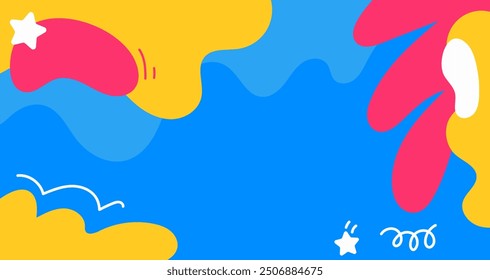 Hand drawn Doodle pattern background with abstract shapes and dots. Modern pattern bright color creative trendy fluid for Banner, Flyer, Cover, Wallpaper