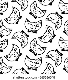 Hand drawn doodle pattern with cats