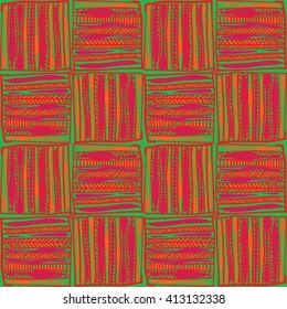 Hand drawn doodle pattern. Ethnic background
