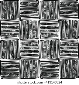 Hand drawn doodle pattern. Ethnic background