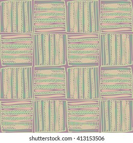 Hand drawn doodle pattern. Ethnic background