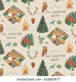 Hand drawn doodle pattern into the woods.